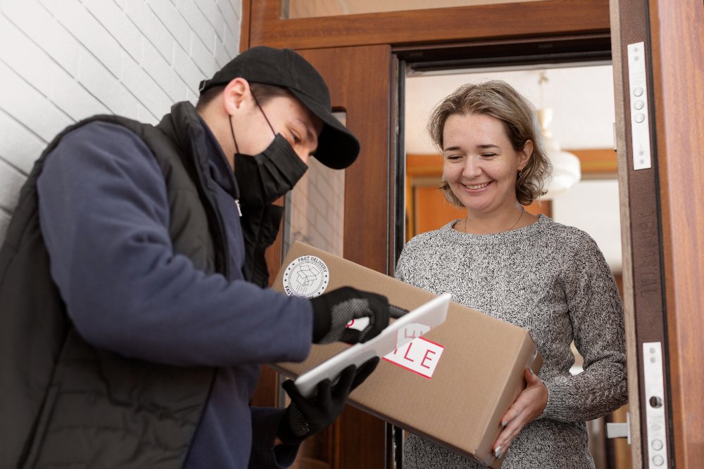 Repartidor de ServiFlash haciendo entrega municipal